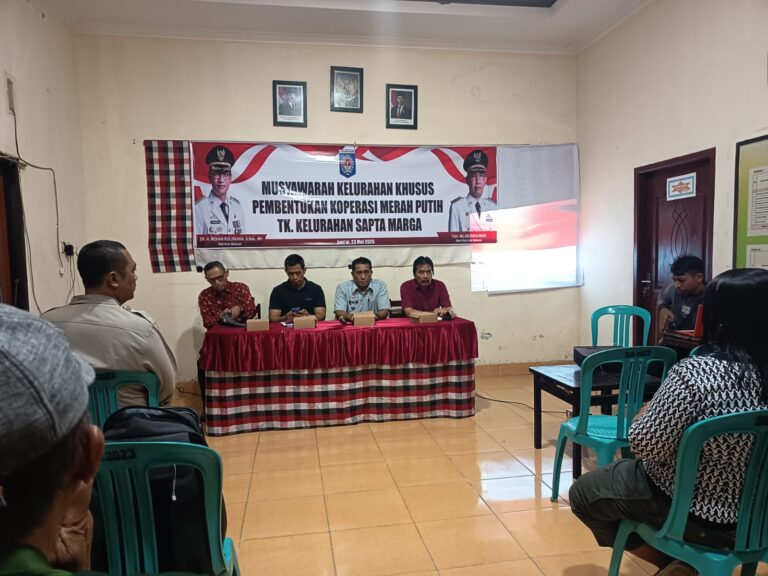 Hari ini Dua Kelurahan Mayura dan Sapta Marga Kecamatan Cakranegara Menjadi Pelaksanaan Musyawarah Kelurahan Khusus Pembentukan Koperasi Desa/Kelurahan Merah Putih